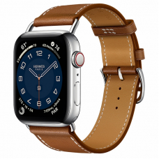 Apple Watch Herm?s S6 44mm (Cellular) Silver Stainless Steel Case / Fauve Attelage Single Tour