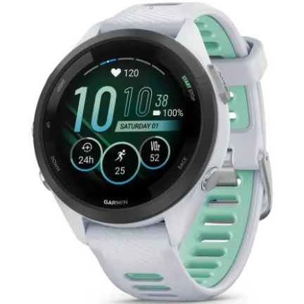 Garmin Forerunner 265S Black Bezel/Whitestone Case and Whitestone/Neo Tropic Silicone Band 42 mm