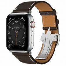 Apple Watch Herm?s S6 44mm (Cellular) Silver Stainless Steel Case / ?b?ne Single Tour Deployment Buckle