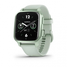 Garmin Venu Sq 2 Metallic Mint Aluminum Bezel with Cool Mint Case and Silicone Band